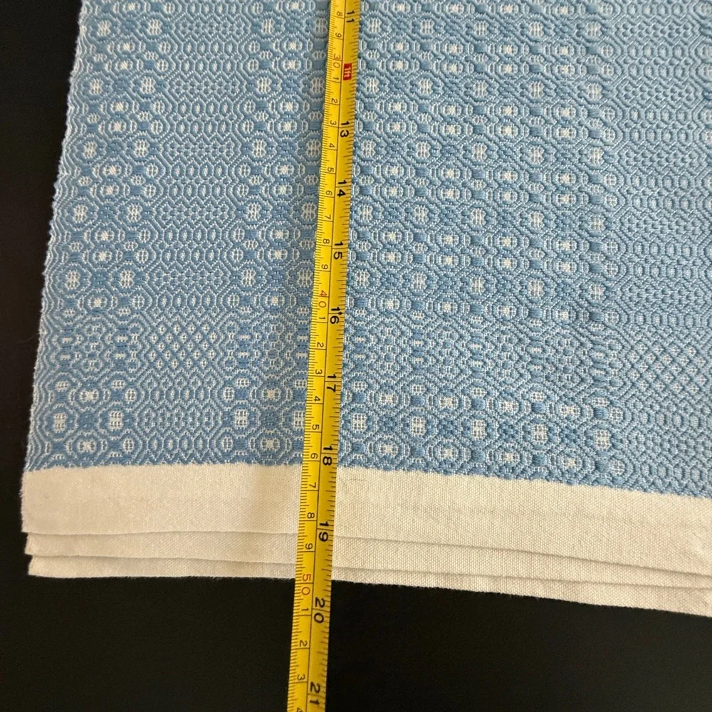 Harriet C Johnson Hand Woven Blue White Cotton Placemats Set 3 Vintage Textiles